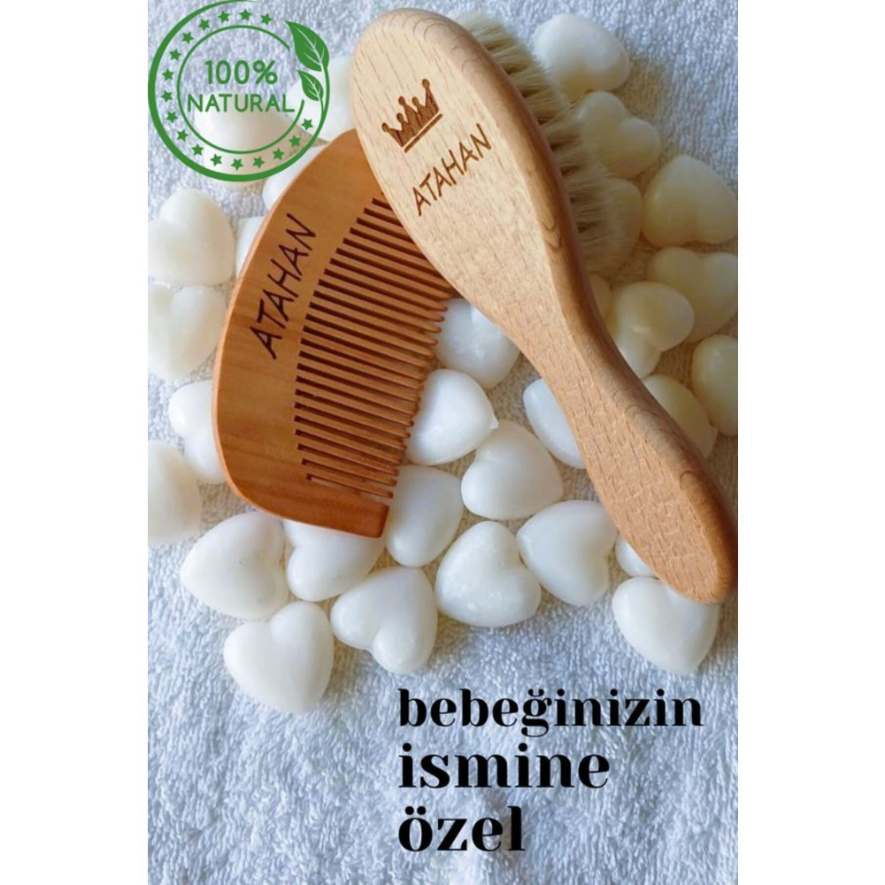 fikirstore Isme Özel %100 Gerçek Keçi Kılı Doğal Yumuşacık Bebek Saç Fırçası Ve Doğal Ahşap Tarak Seti Bebek Banyo-Tuvalet Fiyatı