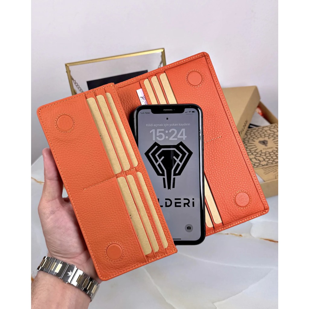 Fil Deri Telefon Bölmeli Cüzdan Hakiki Deri Cüzdan Çok Bölmeli El Tutamaçlı Erkek Cüzdan Fiyatı