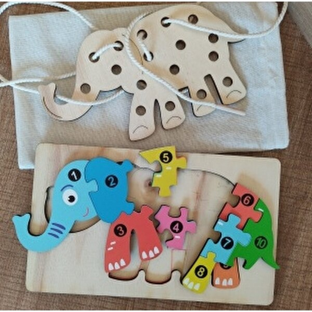 Fil Modelli I 2 Parça Ip Geçirmeli ve Renkli Sayıları Öğreniyorum Puzzle Bebek Oyuncakları Fiyatı