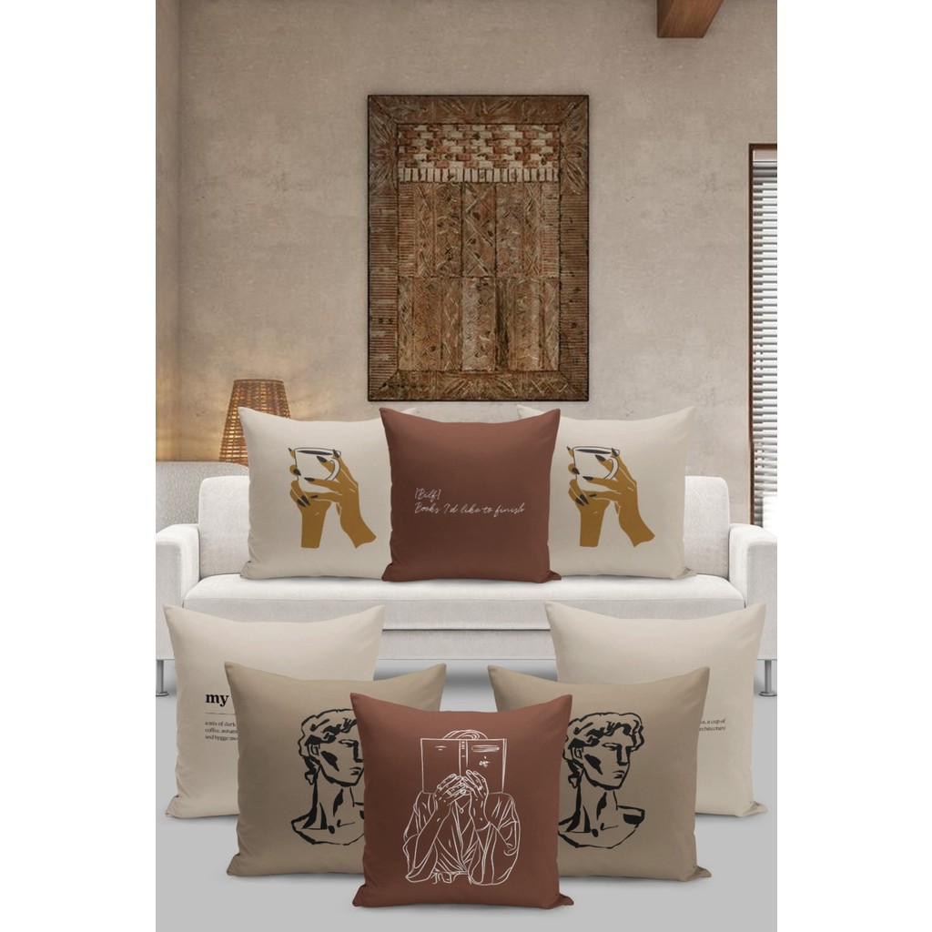 Filamente 8'li Kırlent Kılıf Seti Çift Taraflı Dijital Baskılı - 43 x 43 cm - Karışık Kırlent / Mobilya Yastığı Fiyatı
