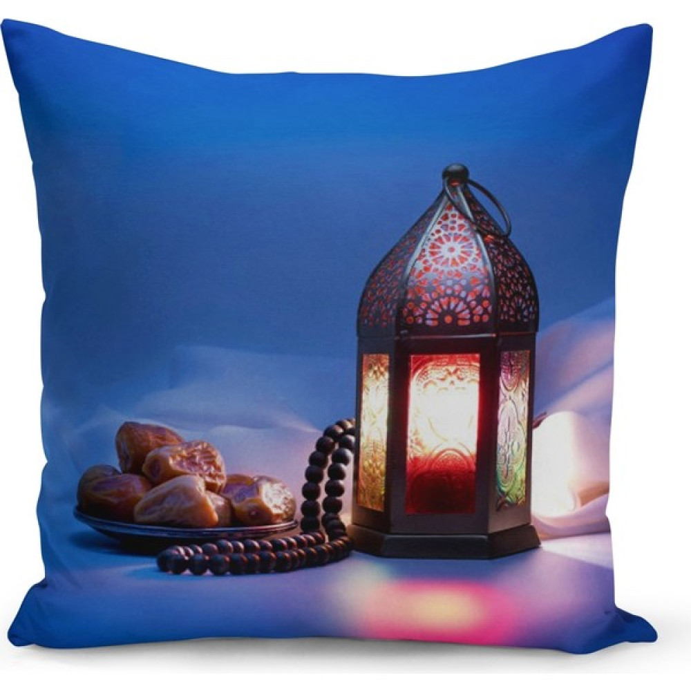 Filamente Ramazan Özel Desenli Çift Taraflı Dijital Baskılı Kırlent Kılıfı - 43 x 43 cm - Mavi Kırlent / Mobilya Yastığı Fiyatı