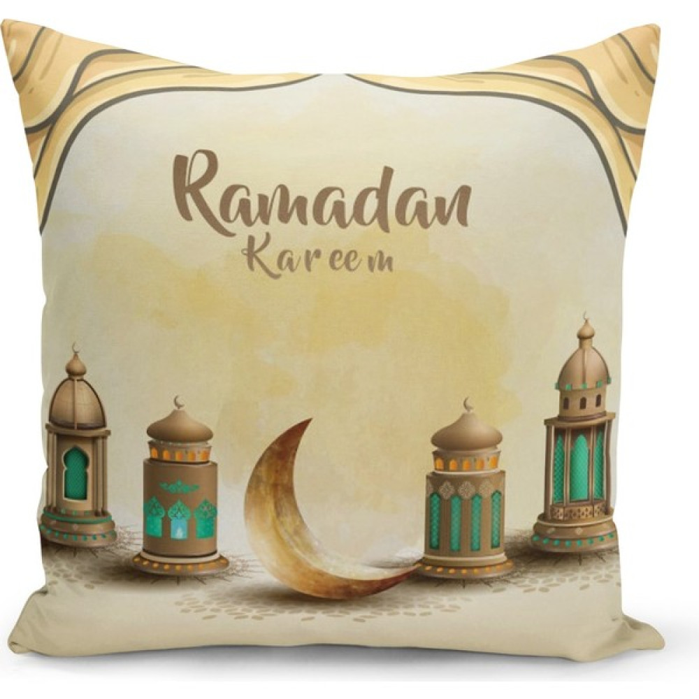 Filamente Ramazan Özel Desenli Çift Taraflı Dijital Baskılı Kırlent Kılıfı - 43 x 43 cm - Sarı Kırlent / Mobilya Yastığı Fiyatı