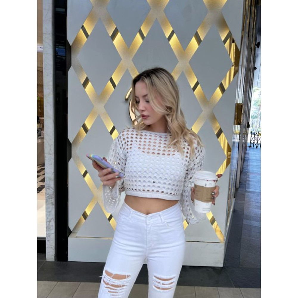 File Simli Bershka Triko Bluz PBTR1080 Bluz Fiyatı