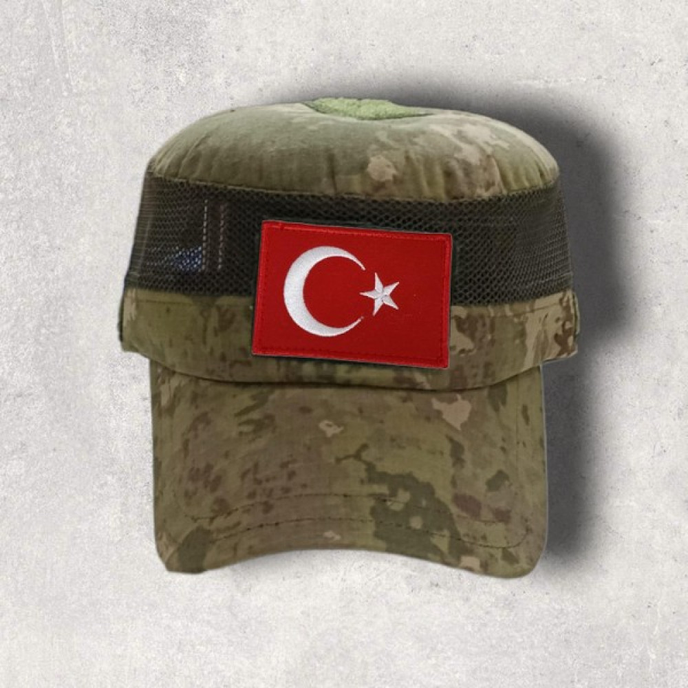Fileli Kamuflaj Operasyon Arazi Şapkası Yıldırım Temalı (Castro Şapka) + Türk Bayrağı Peç Hediyeli Bere & Kep (Outdoor) Fiyatı