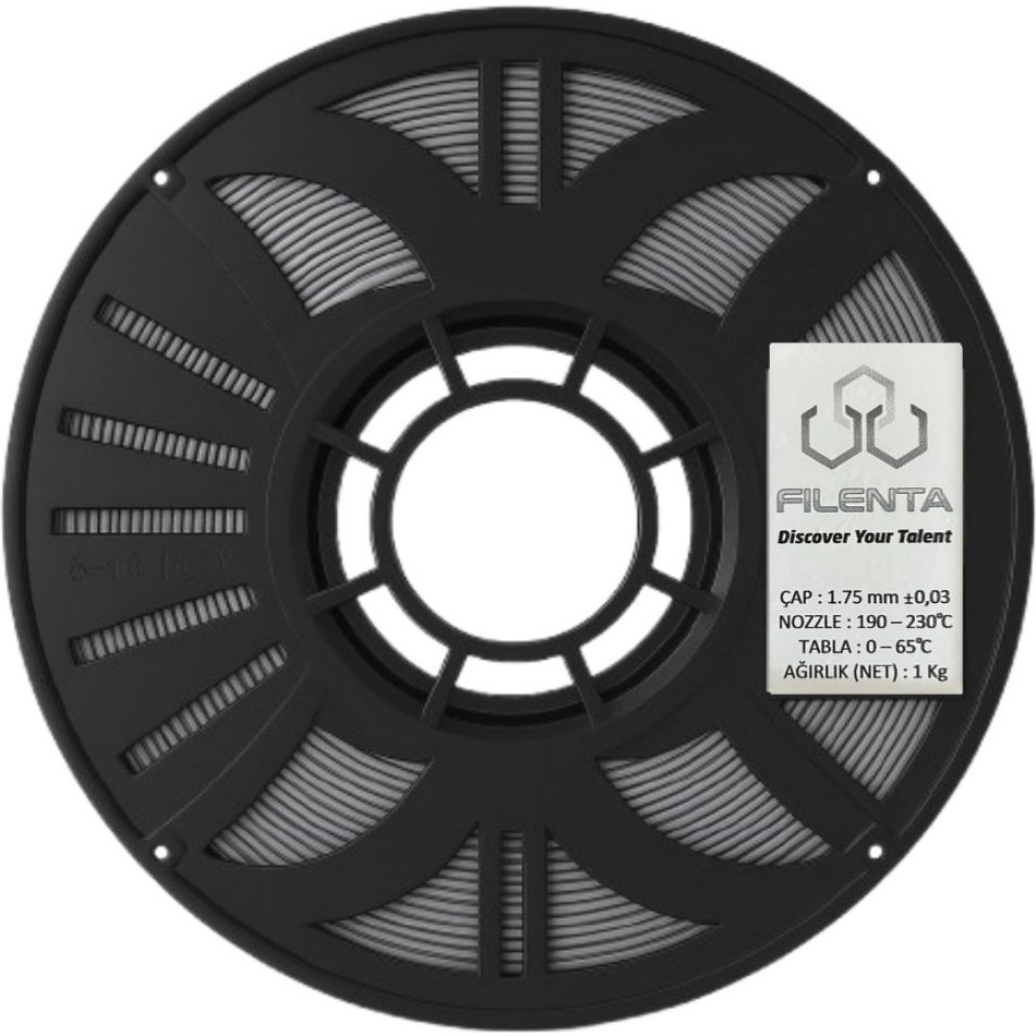 Filenta Gri PLA Premium Filament 1.75MM 1kg Plastik Malzeme Yüksek Baskı Kalitesi Filament Fiyatı