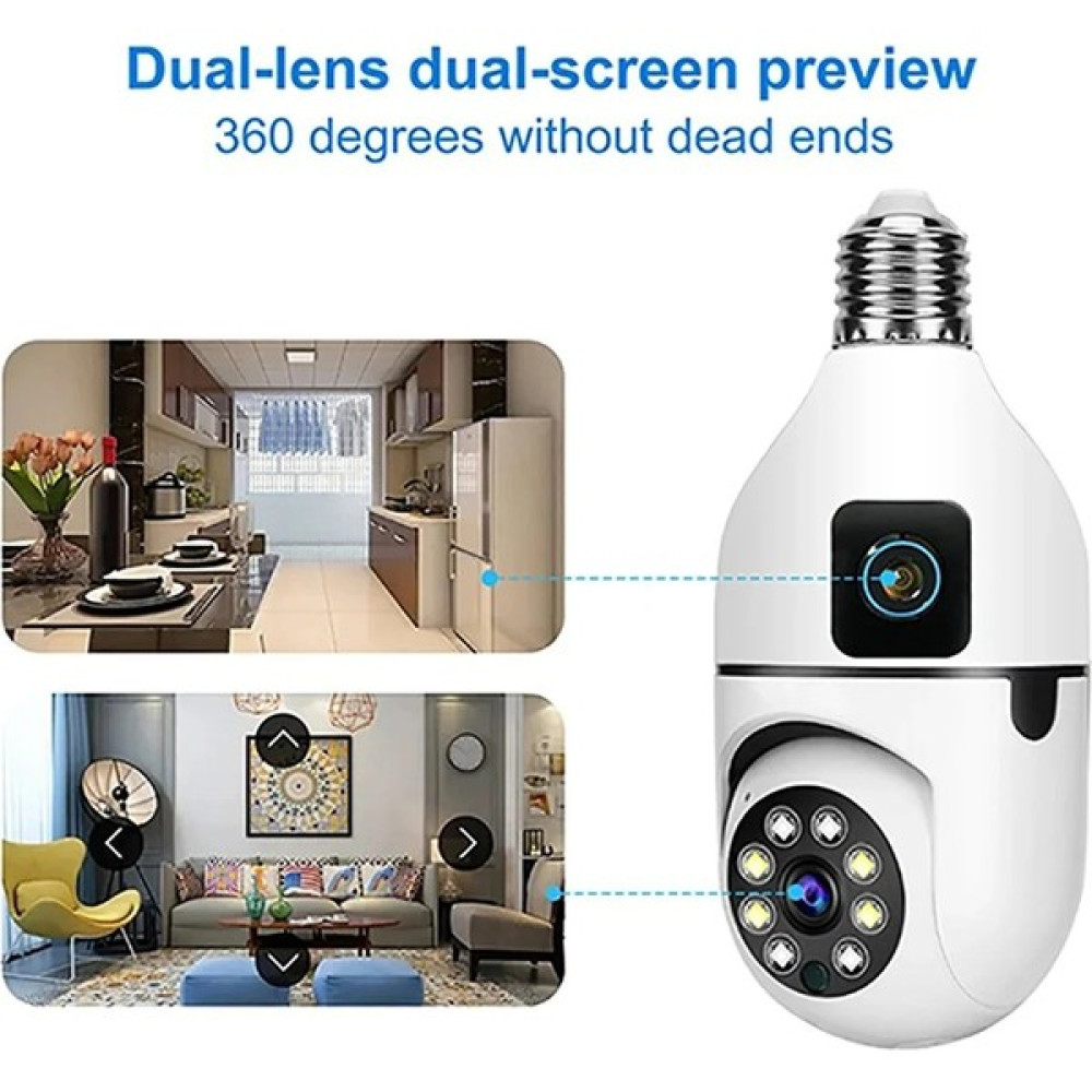 Filli Kutum 4mp Wifi Çift Kameralı Ampül Kamera Kablosuz Ip Gece Görüş Iki Yönlü Ses Video Güvenlik Kamerası Güvenlik Kameraları Fiyatı