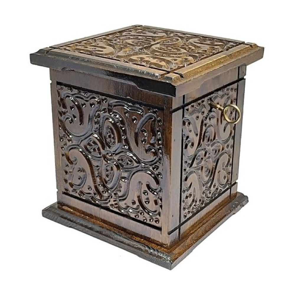 Filli Kutum Dekoratif Özel Yapım Kilitli Ceviz Sandık Kumbara Ahşap Tip Box Kumbara 18CM Eşya Saklama Kutusu Fiyatı