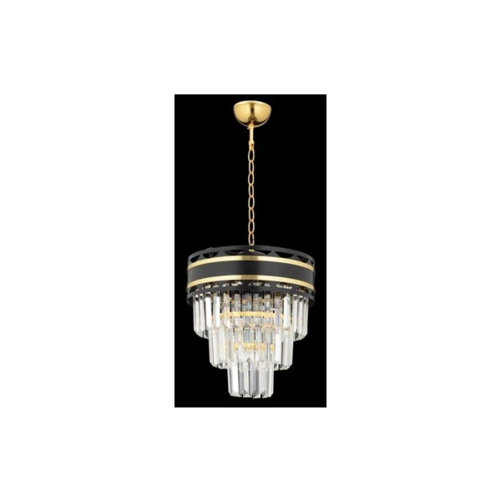 Filo Treding Crystal Palace Kristal Taşlı Lüks Lux Salon Avizesi 30CM Siyah Gold Taş Avize Yuvarlak Model - Siyah - Gold Avize Fiyatı