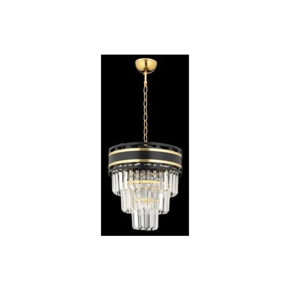 Filo Treding Crystal Palace Kristal Taşlı Lüks Lux Salon Avizesi 30CM Siyah Gold Taş Avize Yuvarlak Modell - Siyah - Gold - 1'li Avize Fiyatı