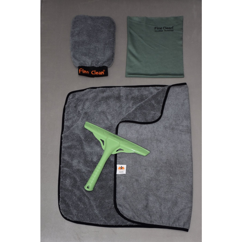 Fine Clean 4lü Mikrofiber Oto Yıkama Kurulama Araba Silme Bezi + Cam Bezi + Oto Eldiveni + Silecek Oto Bakım & Temizlik Ürünleri Fiyatı