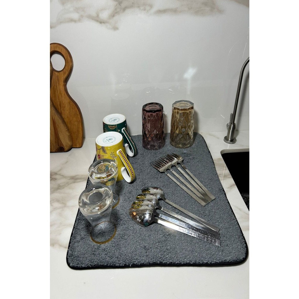 Fine Clean Çift Taraflı Koyu Gri Bulaşıklık Mikrofiber Bulaşık Kurulama Matı Altlığı Gri Desen 36*45CM SSD / Solid State Drive Fiyatı