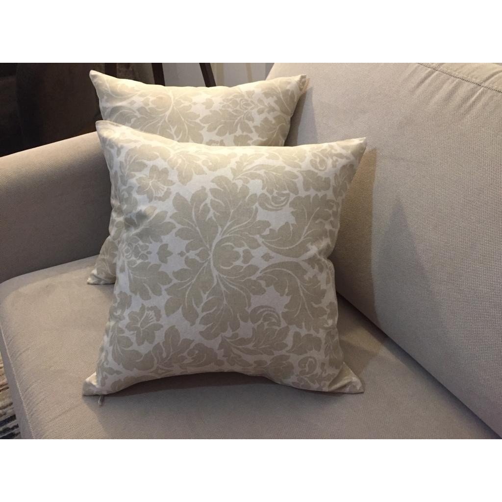 Finezza Keten Yaprak Baskılı Pamuklu Kumaş Krem/Bej Kırlent 45*45 cm İkili - 786 - 45 x 45 cm - Bej Kırlent / Mobilya Yastığı Fiyatı