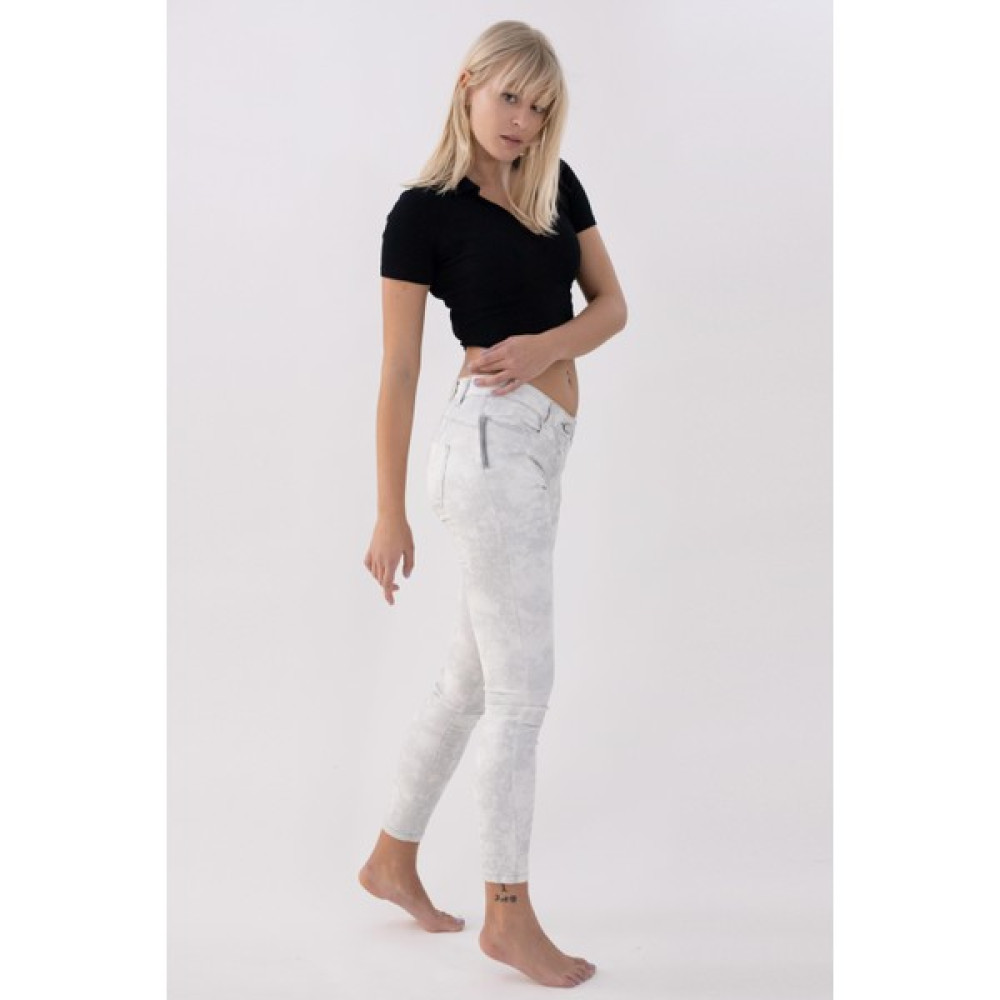 Finger Print Beyaz Fermuar Detay Denim Pantolon Bayan Jeans / Kot Pantolon Fiyatı