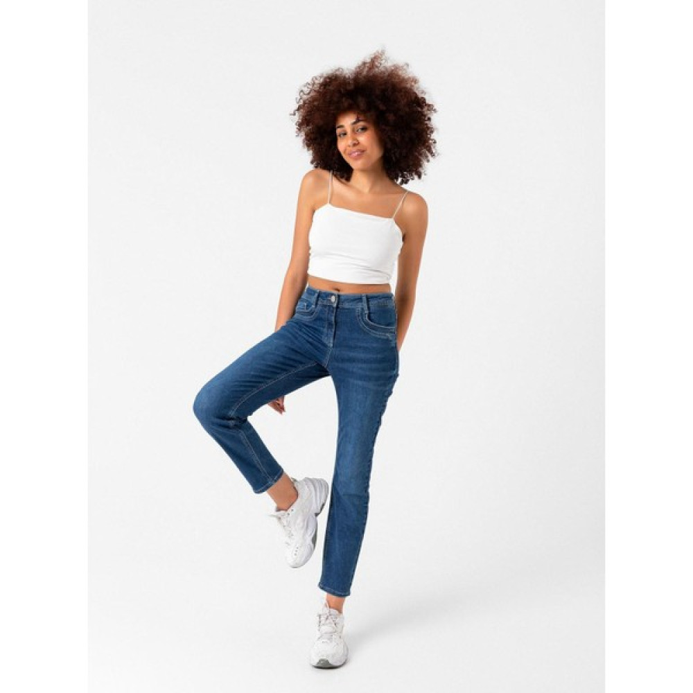 Finger Print Indigo Normal Bel Denim Pantolon Bayan Jeans / Kot Pantolon Fiyatı