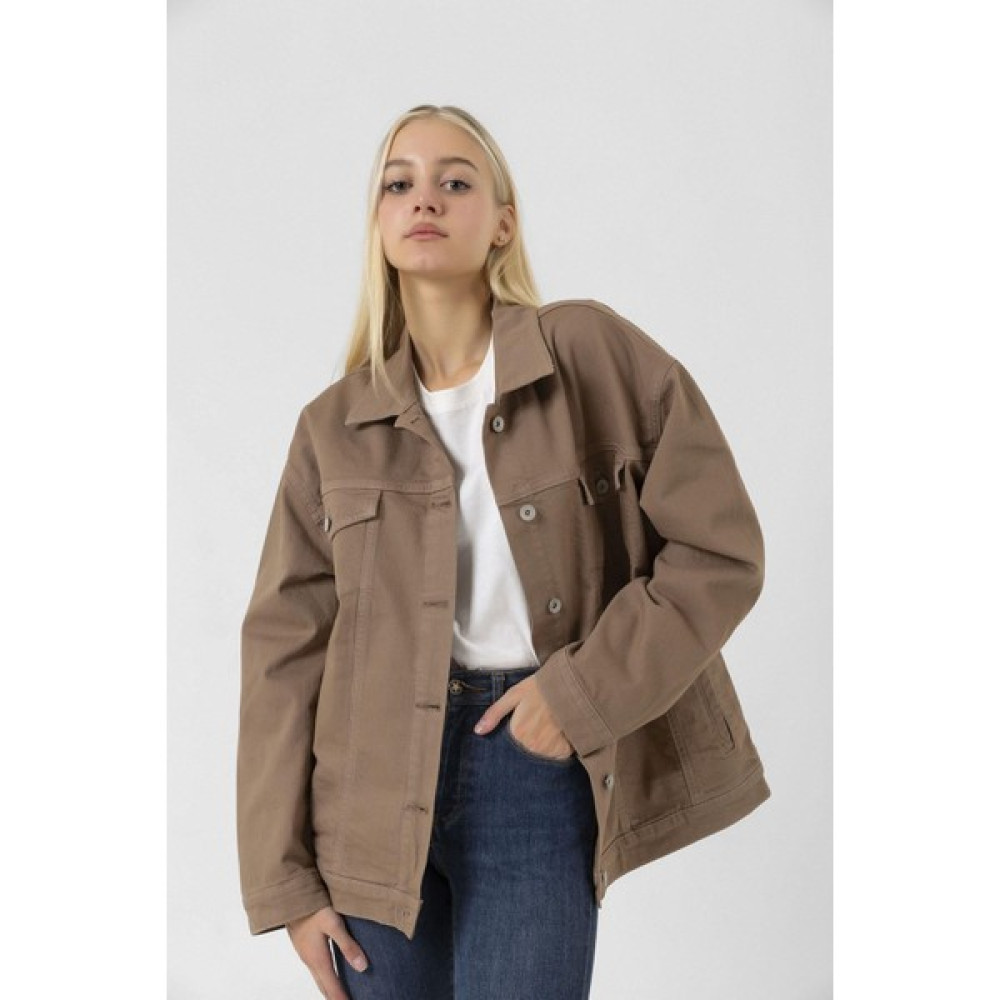 Finger Print Oversize Basıc Camel Denim Ceket Bayan Ceket Fiyatı