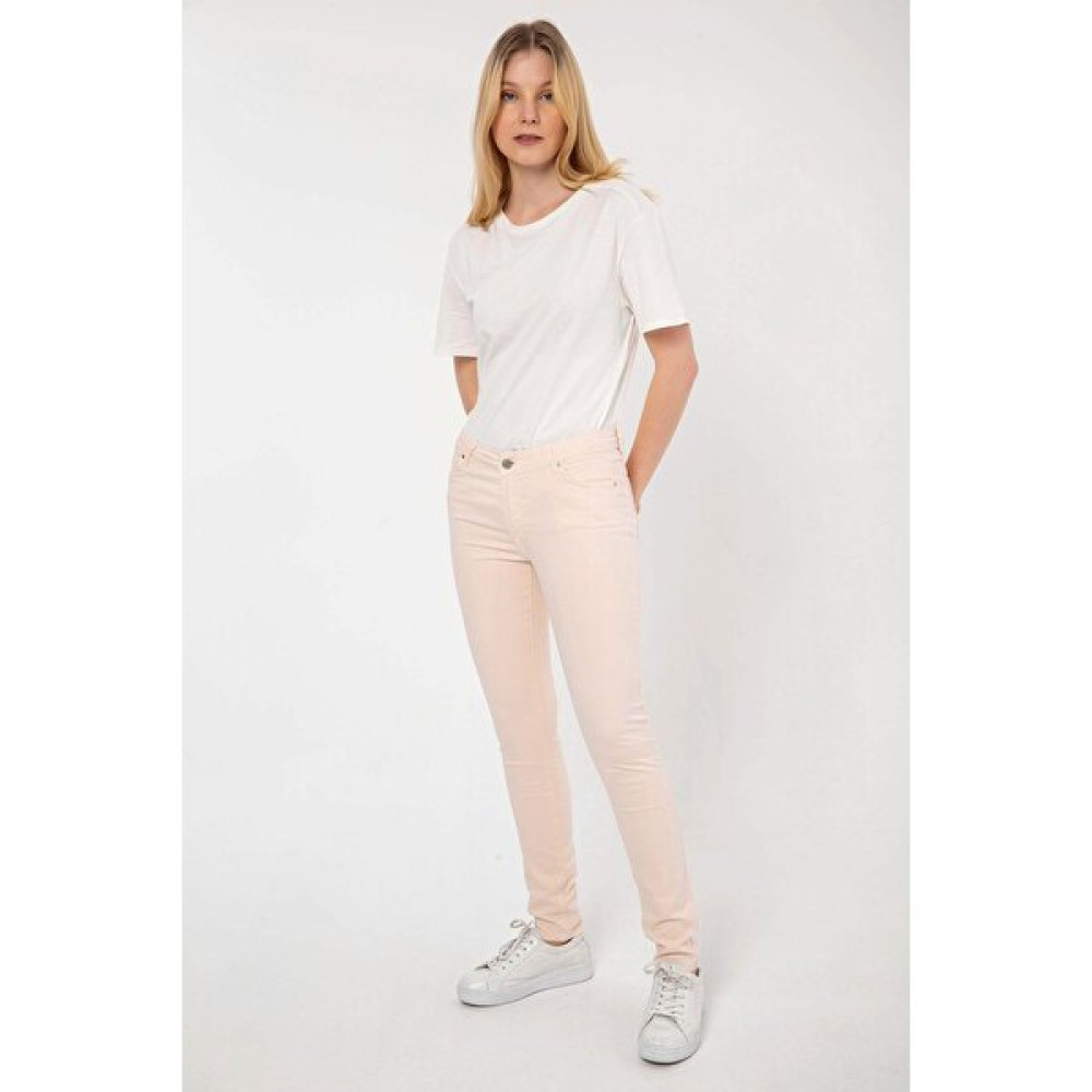 Finger Print Pudra Rengi Dar Paça Kadın Denim Pantolon Bayan Jeans / Kot Pantolon Fiyatı