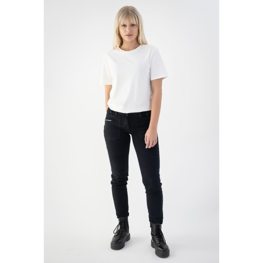Finger Print Siyah Fermuar Detay Denim Pantolon Bayan Jeans / Kot Pantolon Fiyatı