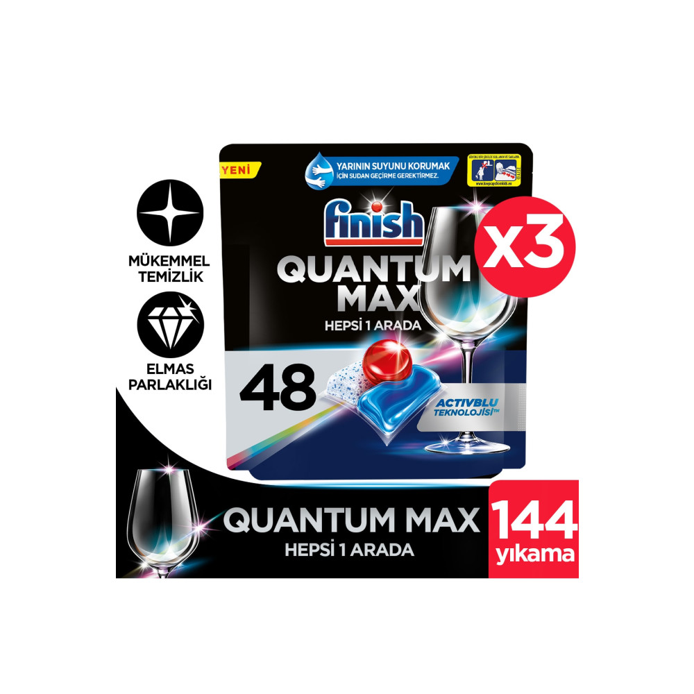 Finish Quantum Max 144 Kapsül Bulaşık Makinesi Deterjanı Tableti (48X3) Bulaşık Yıkama Fiyatı