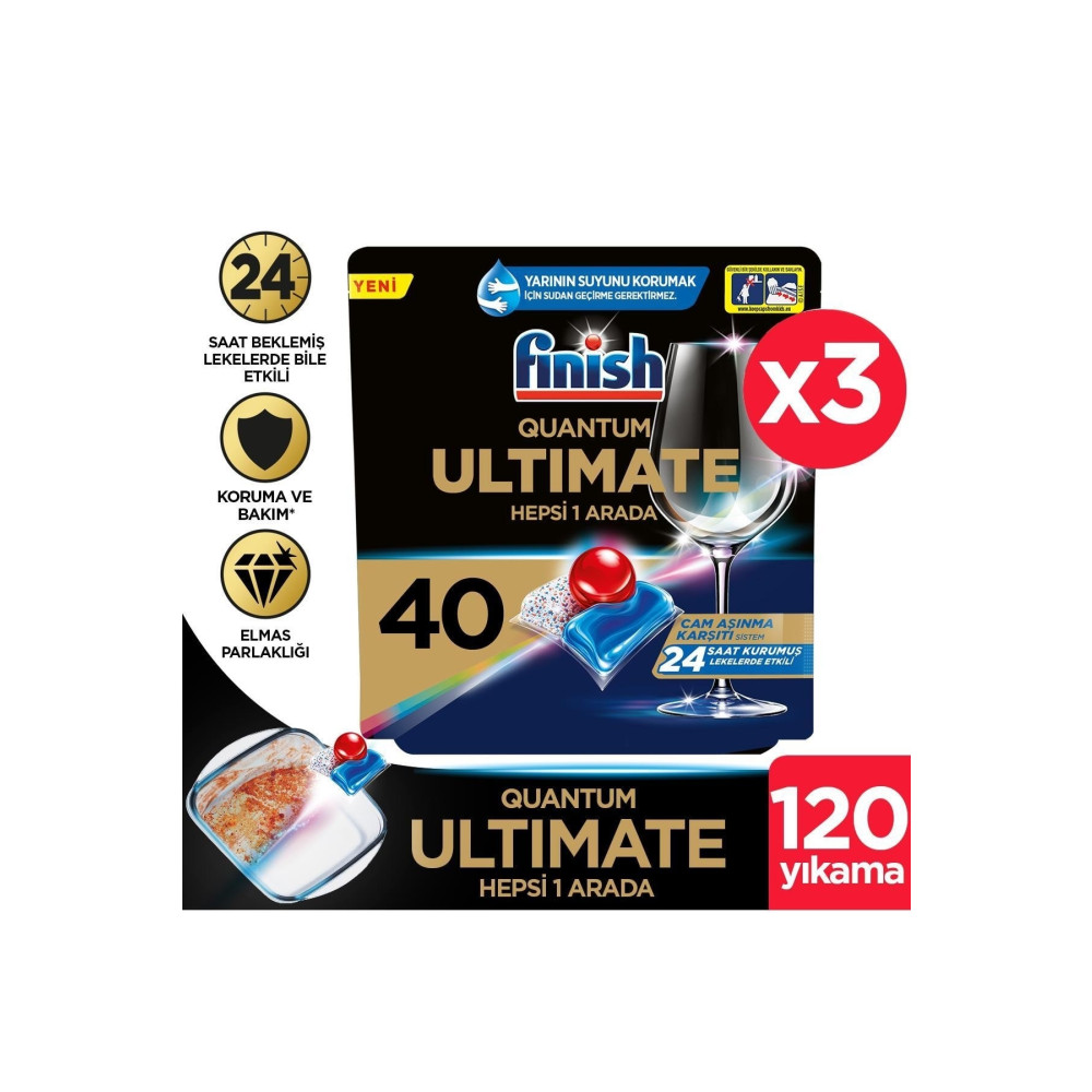 Finish Quantum Ultimate 120 Kapsül (40x3) Bulaşık Makinesi Deterjanı Tableti Bulaşık Yıkama Fiyatı