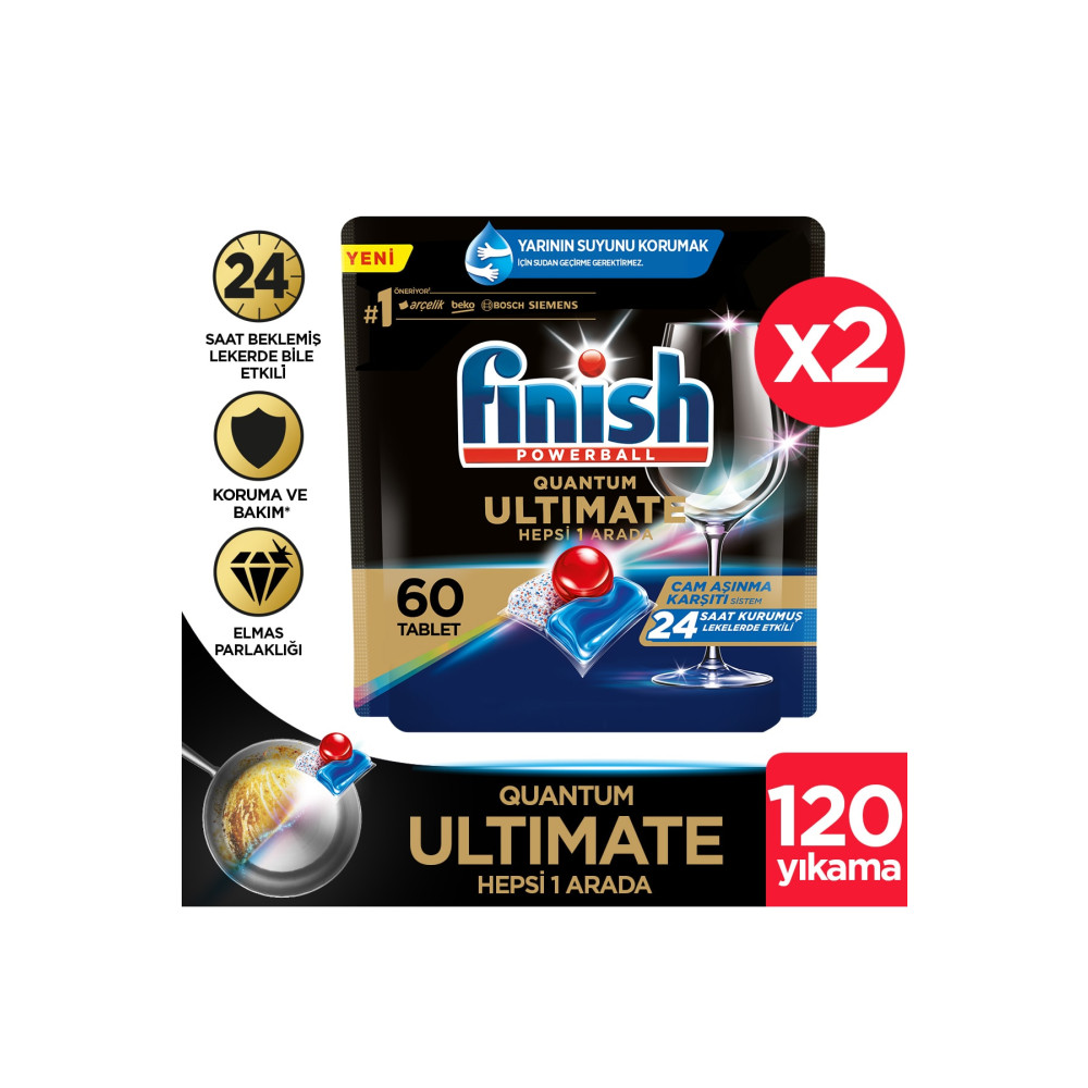 Finish Quantum Ultimate 120 Kapsül Bulaşık Makinesi Deterjanı Tableti (60X2) Bulaşık Yıkama Fiyatı
