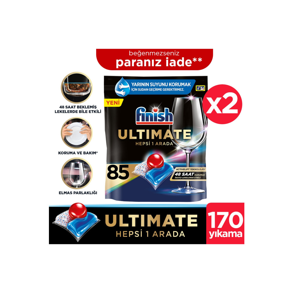 Finish Ultimate Hepsi Bir Arada 170 Kapsül Bulaşık Makinesi Deterjanı Tableti (85X2) Bulaşık Yıkama Fiyatı