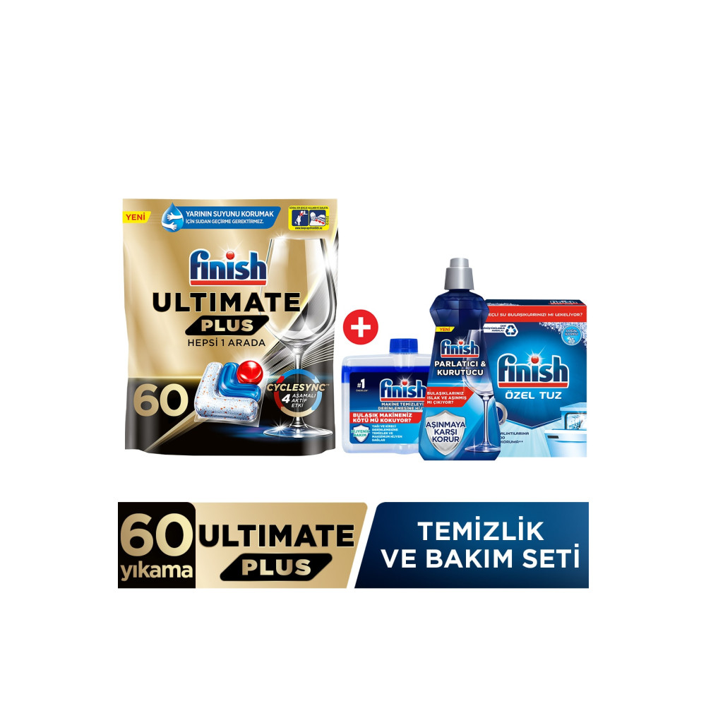 Finish Ultimate Plus 60 Kapsül Bulaşık Makinesi Deterjanı Tableti Temizlik Ve Bakım Seti Bulaşık Yıkama Fiyatı