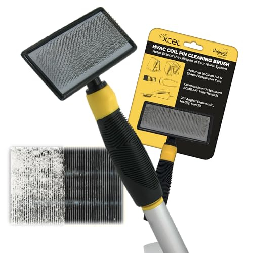 FinXCEL™ Extendable HVAC Coil Cleaning Brush | ACME Compatible | 135° Angled Pins | DIY Tool for Tight A/C Coil Spaces | Chemical-Free Cleaner