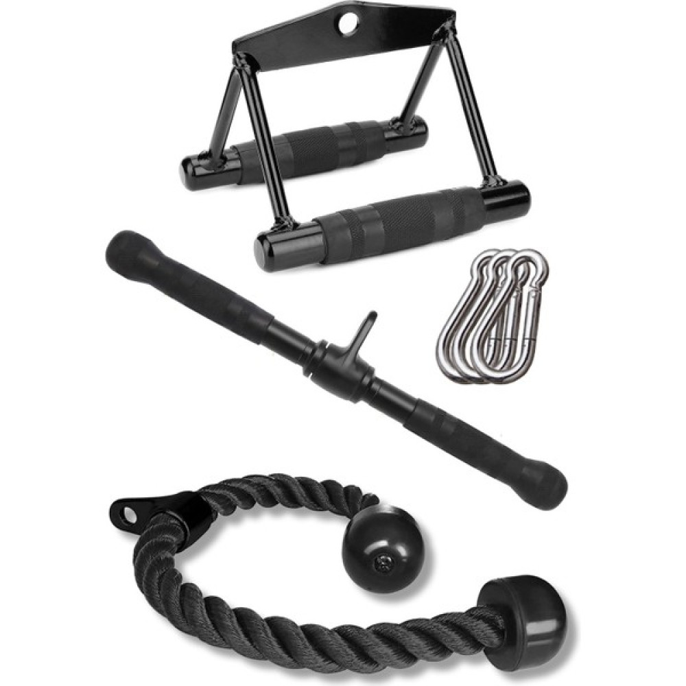 FinxSport Fitness Calisma Istasyonu- Rowing Bar - Lat Pushdown Bar - Triceps Halatı Aparat Seti 3'lu Fitness Kondisyon Ürünleri Fiyatı