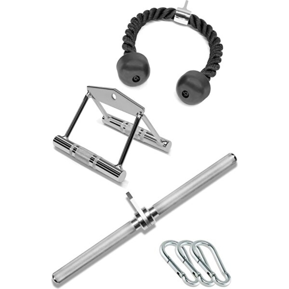 FinxSport Triceps Halatı - Rowing Bar (Sırt Kanat Mideye Çekiş) - 50 Cm Lat Pushdown Bar Aparat Seti 3'lu Dambıllar & El / Ayak Ağırlıkları Fiyatı