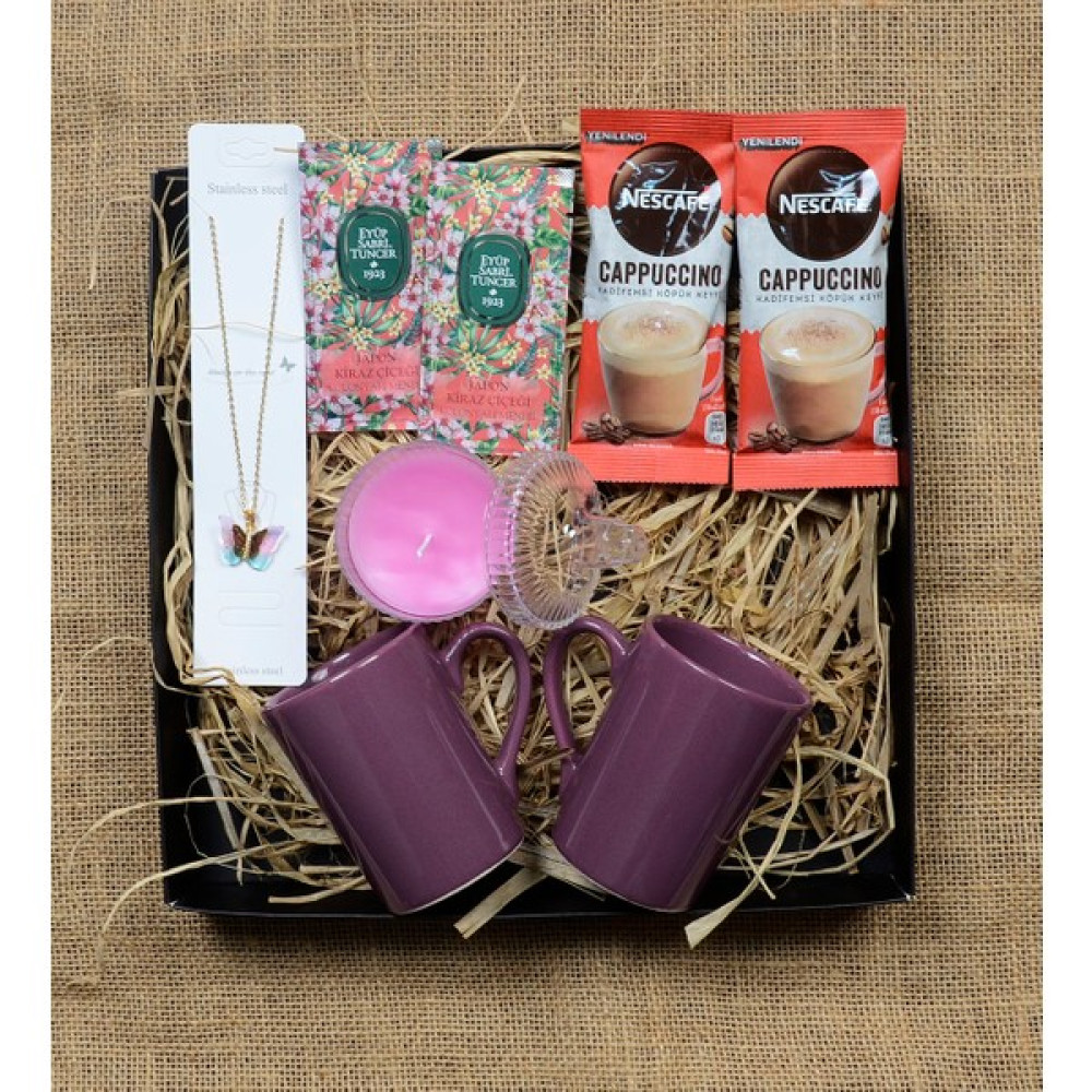 Fiorella Gift Kupa & Kahve & Kelebek Kolye & Mendil & Mum Hediye Seti& Hediye Kutusu & Doğum Günü & Sevgili & Yeni Iş Terfi Altın, Takı & Aksesuar Fiyatı