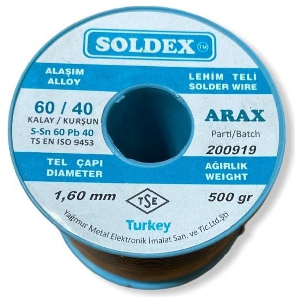 Fırat Hırdavat Soldex Arax Pastalı Lehim Teli 1.6mm 500GR Lehim & Havya Fiyatı