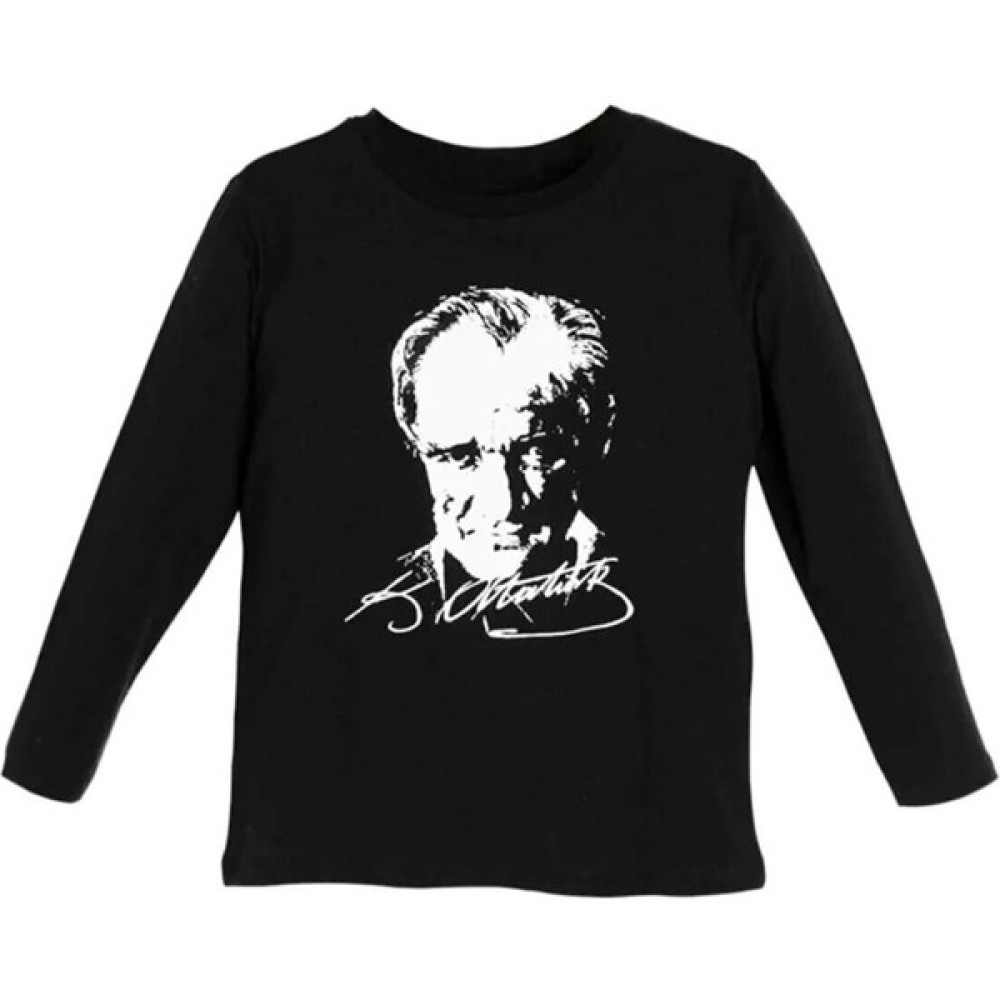 Fires Giyim %100 Pamuk Mustafa Kemal Atatürk Baskılı Uzun Kol Çocuk Badi,t-Shirt Erkek Çocuk T-shirt Fiyatı