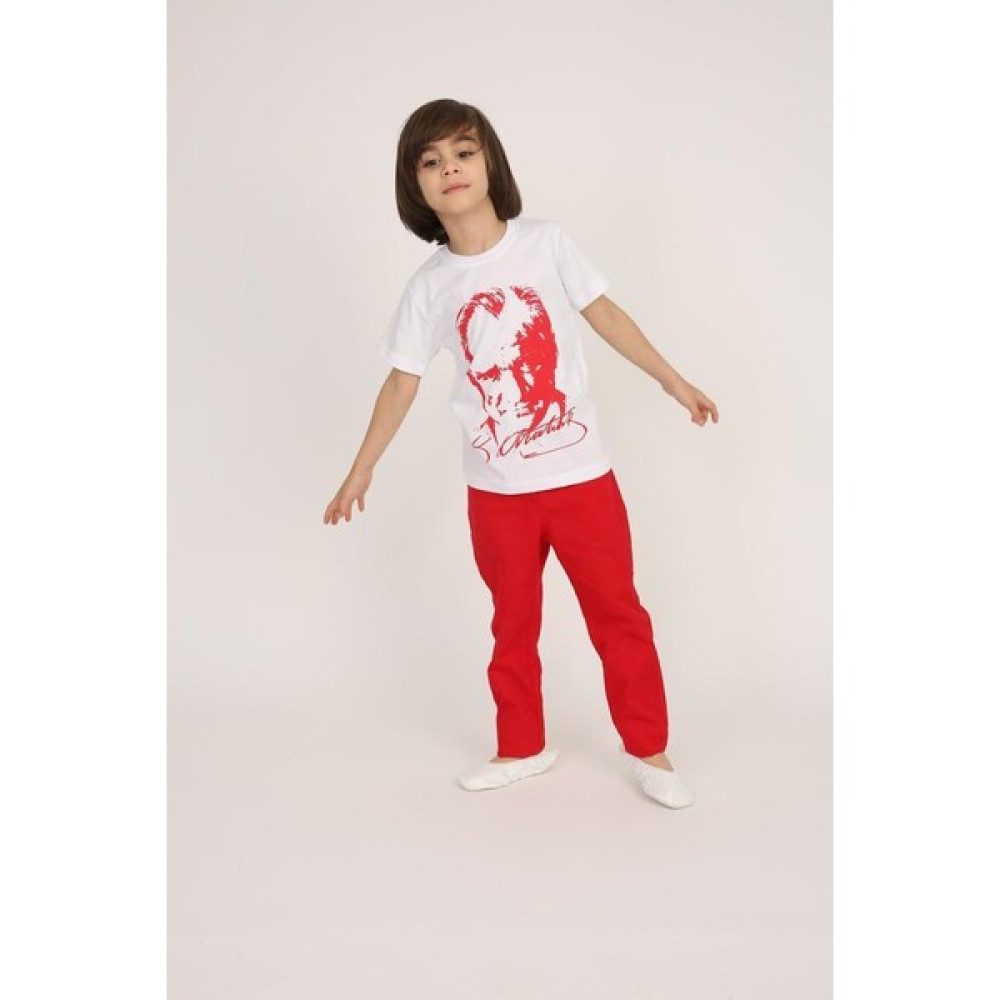 Fires Giyim Erkek Çocuk 23 Nisan 29 Ekim Atatürk Baskılı T-Shirt Pantolon Takım Gösteri Kıyafeti Erkek Çocuk Giyim Takımı Fiyatı
