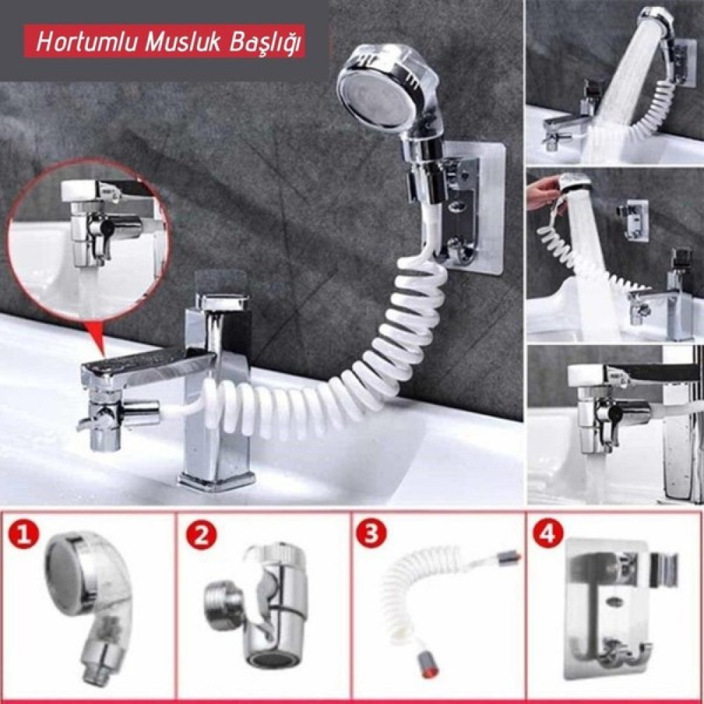 Fırsat Geldi 2 In 1 Spiral Hortumlu Ayarlanabilir Hareketli Banyo Mutfak Lavabo Musluk Duş Başlığı Bataryalar Fiyatı
