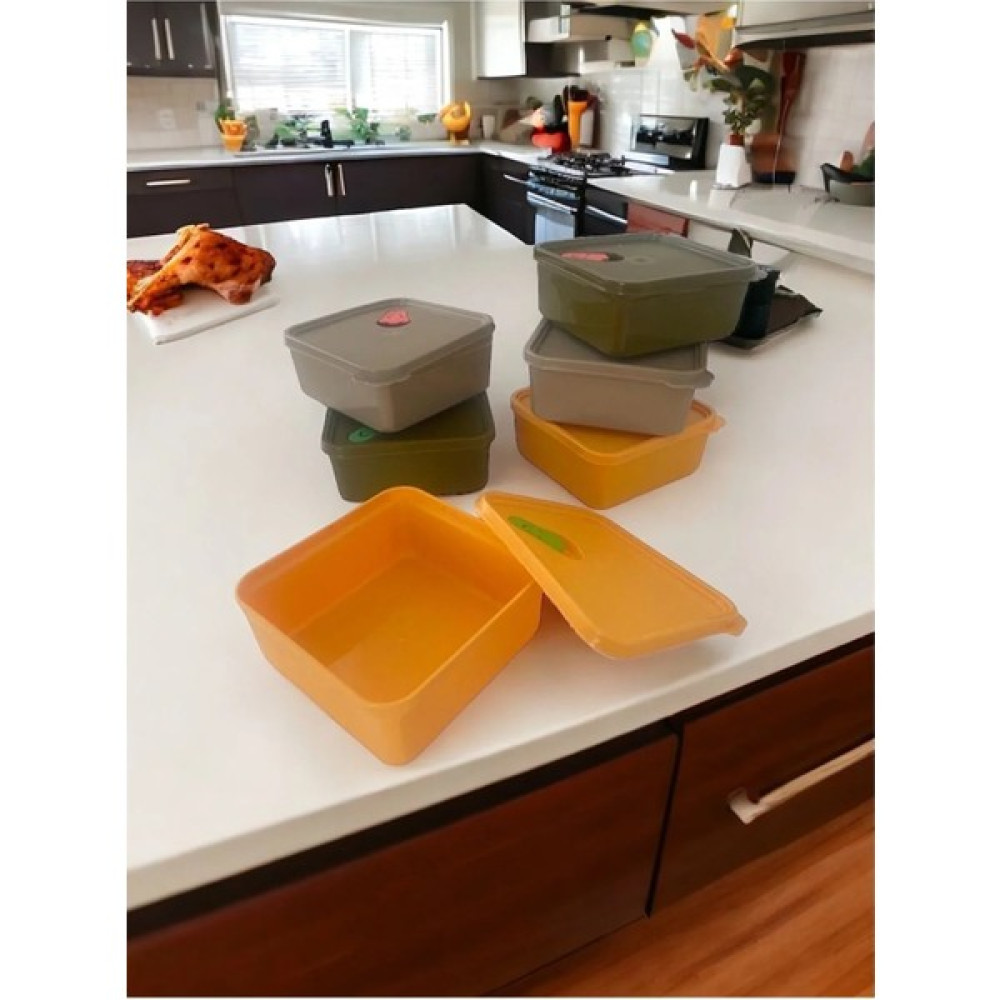 Fırsat Sende 3 Adet Kare Kapaklı Saklama Kabı Seti Renkli Kase Sızdırmaz Mikrodalga Uyumlu Kap Saklama Kapları Fiyatı