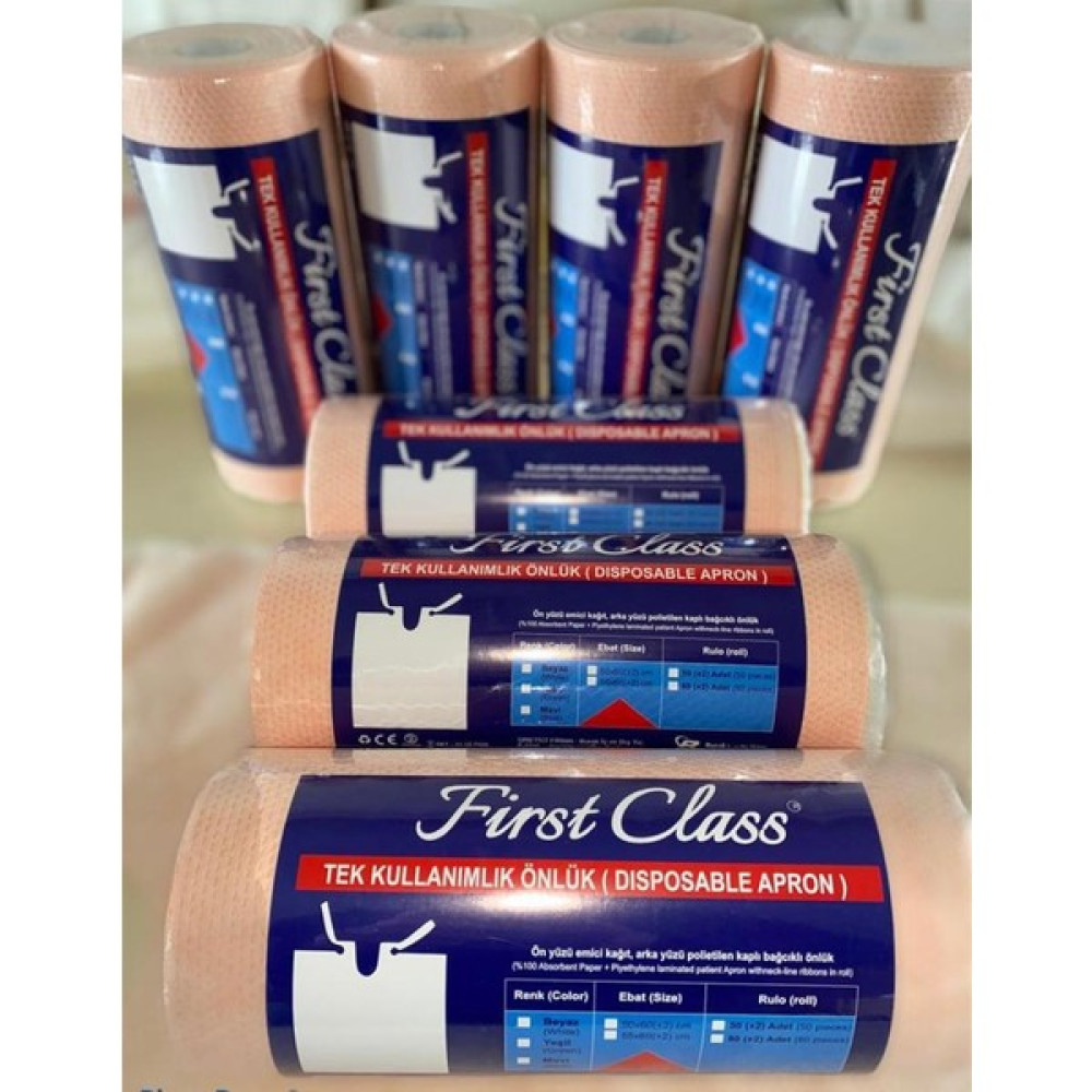 First Class Laminasyonlu Sıvı Geçirmez Hasta Önlüğü Turuncu 80'li 2 Rulo Diş Fırçalık Fiyatı
