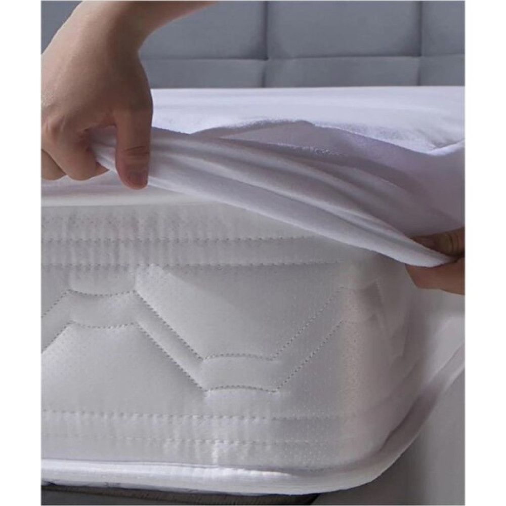 First Class Sara Petekli Tam Kaplayan Çift Kişilik Yatak Koruyucu Alez Fitted Alez 160 x 200 x 30 cm - 160 x 200 cm - Beyaz Alez / Yatak Koruyucu Fiyatı