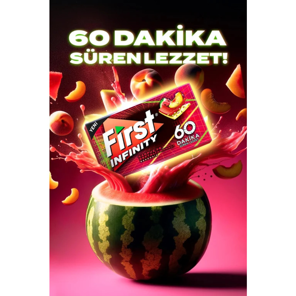 First İnfinity 60 Dk Karpuz&şeftali Aromalı Sakız 27 Gr - 12 Adet Şekerleme Sakız Fiyatı