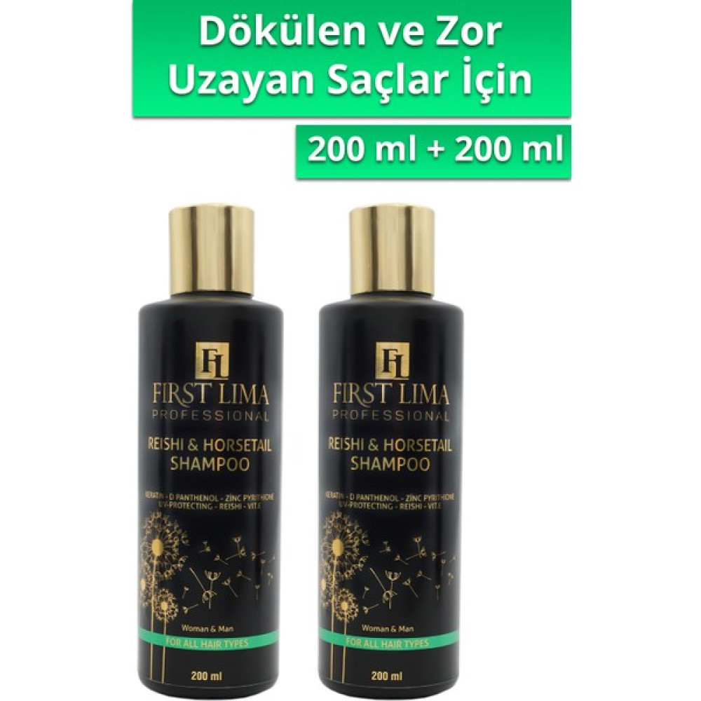 First Lima Professional 2'li Reishi & Horsetail Şampuan Hızlı Uzama, Dökülme Önleyici ve Hacim 2 Adet 200 ml Oto Boyaları Fiyatı
