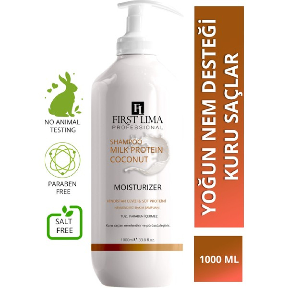 First Lima Professional Kuru Saçlar İçin Tuzsuz Süt Proteini & Hindistan Cevizi Nemlendirici Şampuan 1000 ml Şampuan ve Saç Kremi Fiyatı