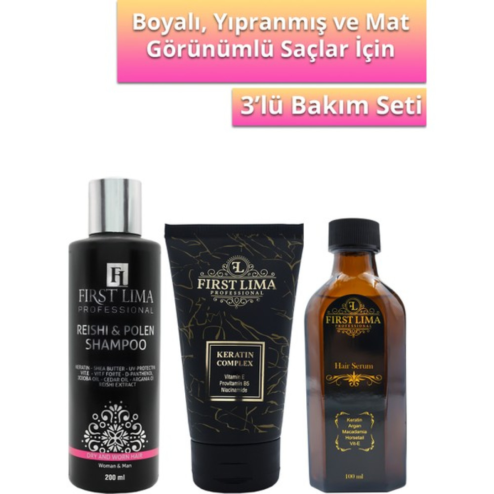First Lima Professional Yıpranmış Karşırı Reishi & Polen Şampuan -Anında Onarıcı Keratin Krem - Işıltı Veren Serum Oto Boyaları Fiyatı