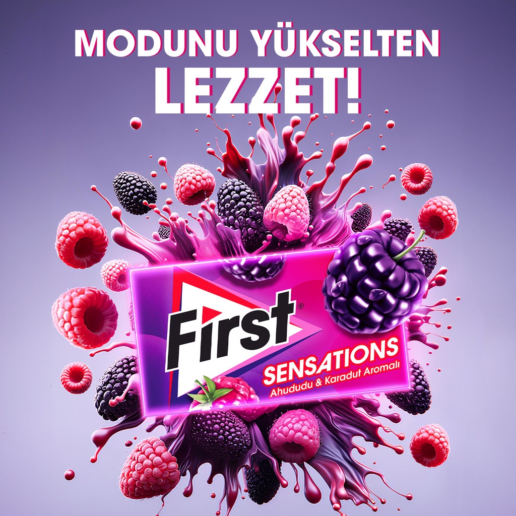 First Sensations Ahududu & Karadut Aromalı Sakız 27 gr Karışık Tat Özelliği ile Lezzetli Diğer Fiyatı