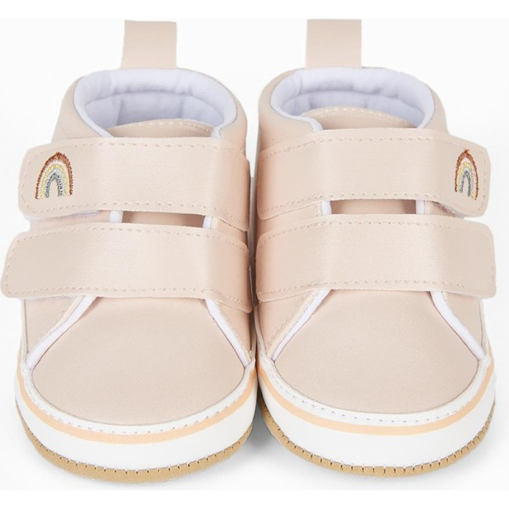 First Step Gökkuşağı Nakışlı Cırt Cırtlı Kız Bebek Patik Ilk Adım AYAKKABISI-PUDRA-G-2360 Bebek Ayakkabısı Fiyatı
