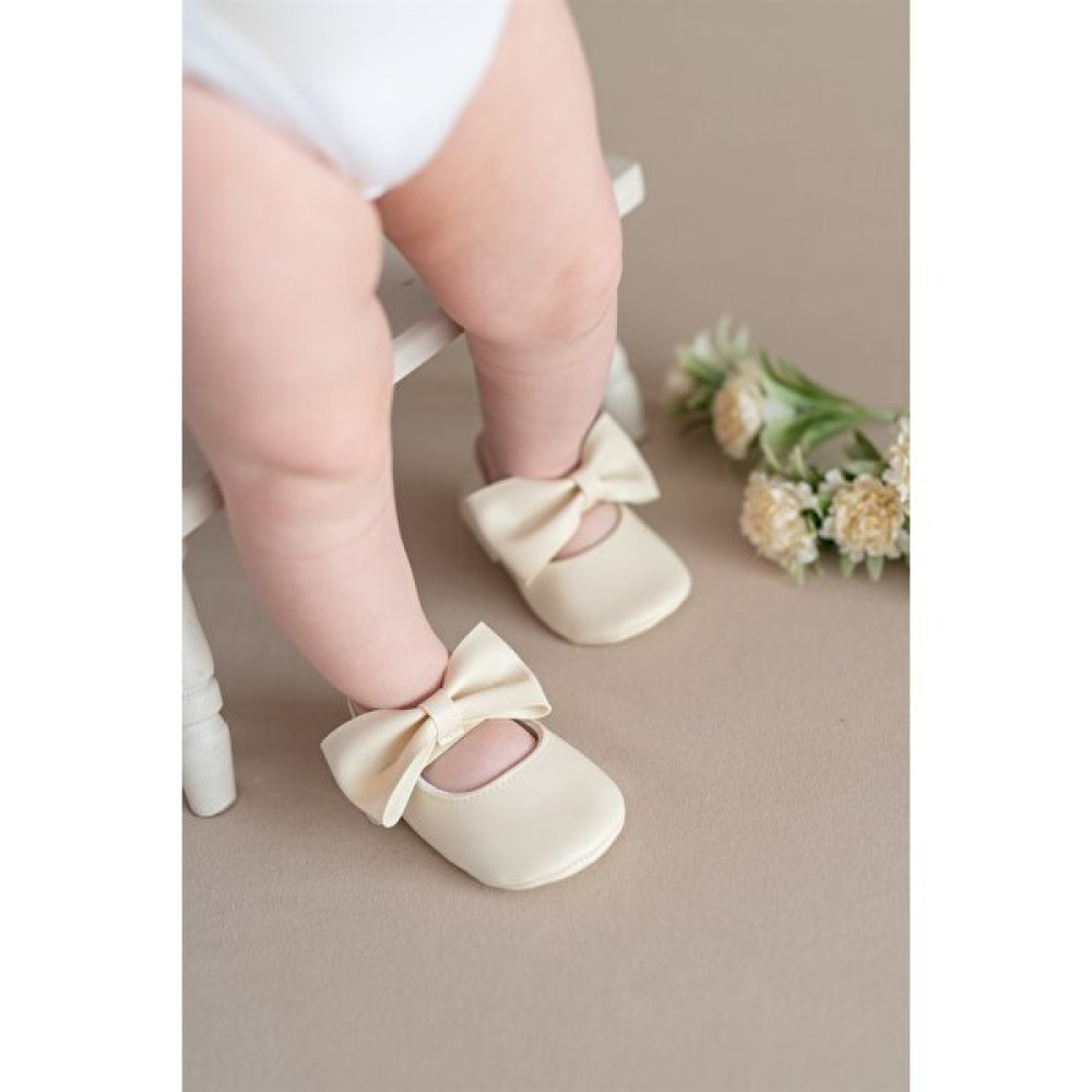 First Step Krem Kız Bebek Suni Deri Fiyonklu Babet Patik Bebek Ayakkabısı Fiyatı