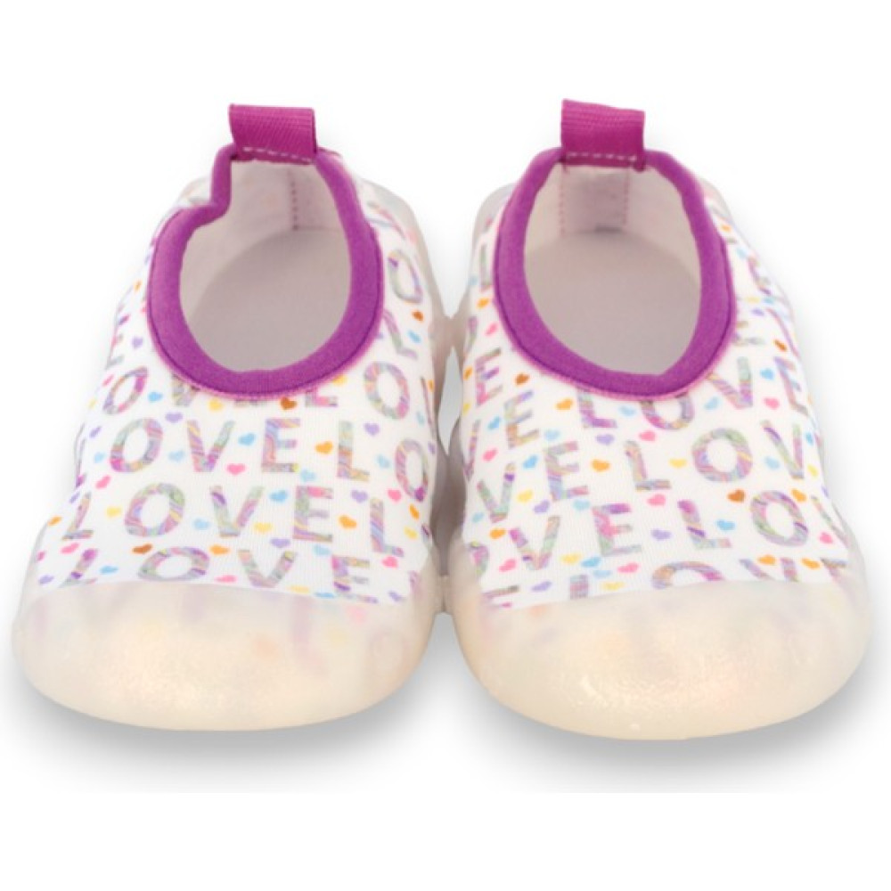 First Step Love Yazılı Mor Kız Çocuk Kaydırmaz Taban Deniz AYAKKABISI-F-7007 Su Ayakkabısı Fiyatı