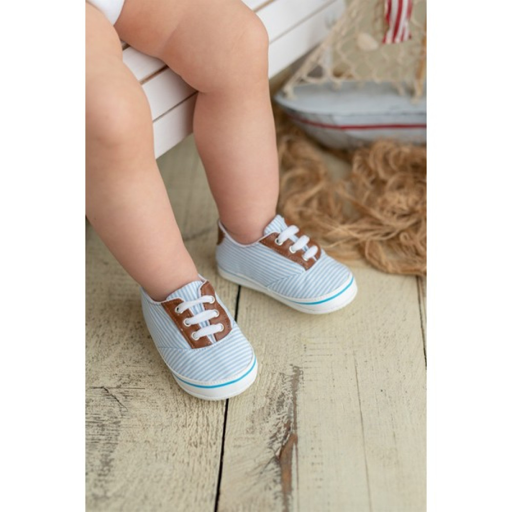 First Step Mavi Çizgili Erkek Bebek Patik Ayakkabı Bebek Ayakkabısı Fiyatı