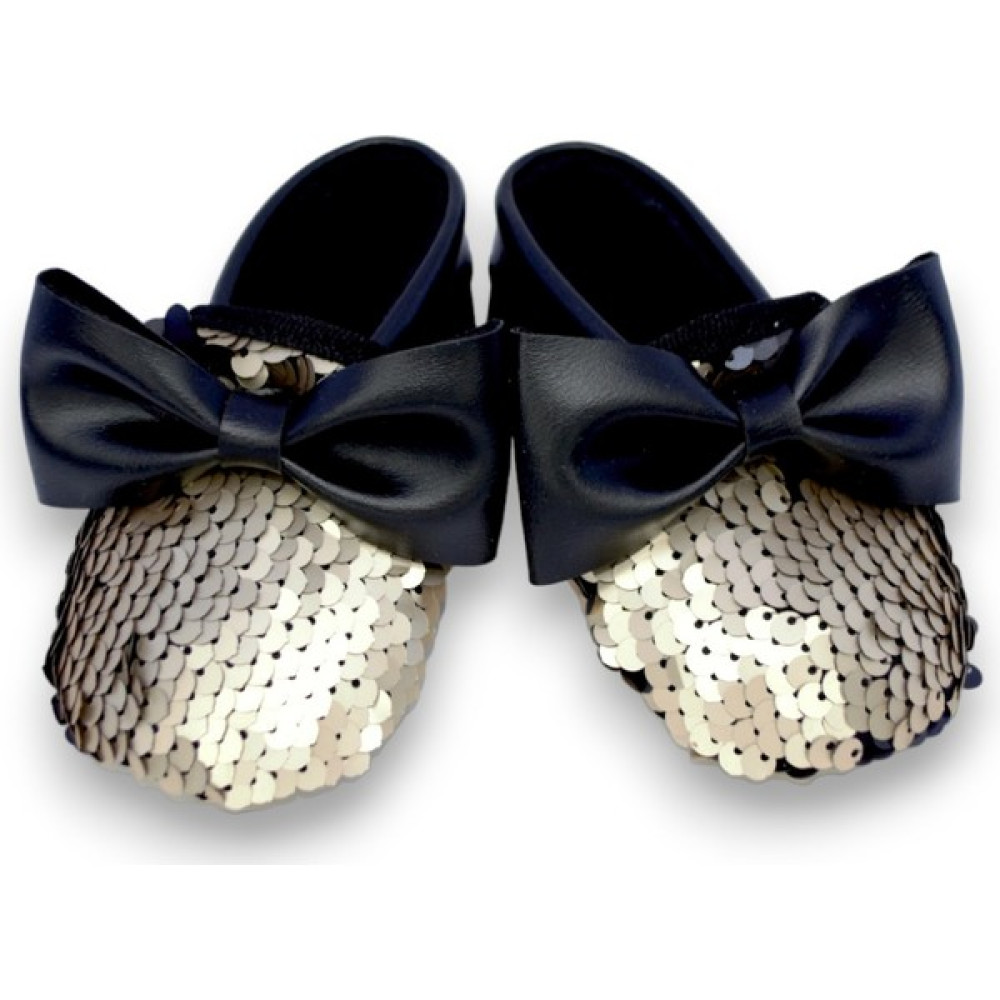 First Step Siyah Gold Pul Payetli Fiyonklu Kız Bebek Babet PATIK-G-2366 Bebek Ayakkabısı Fiyatı