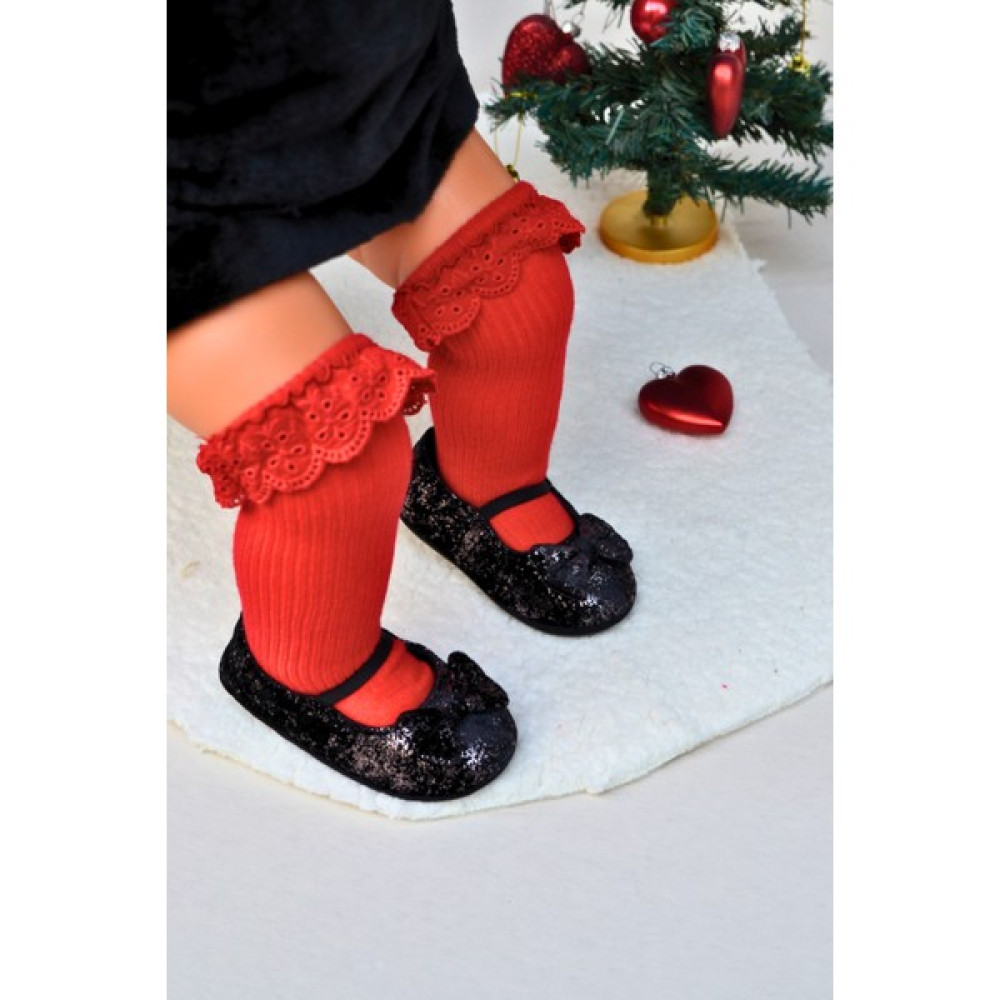 First Step Siyah Partıltılı Kadife Kız Bebek Lastikli Ilk Adım BABET-F-540 Bebek Ayakkabısı Fiyatı