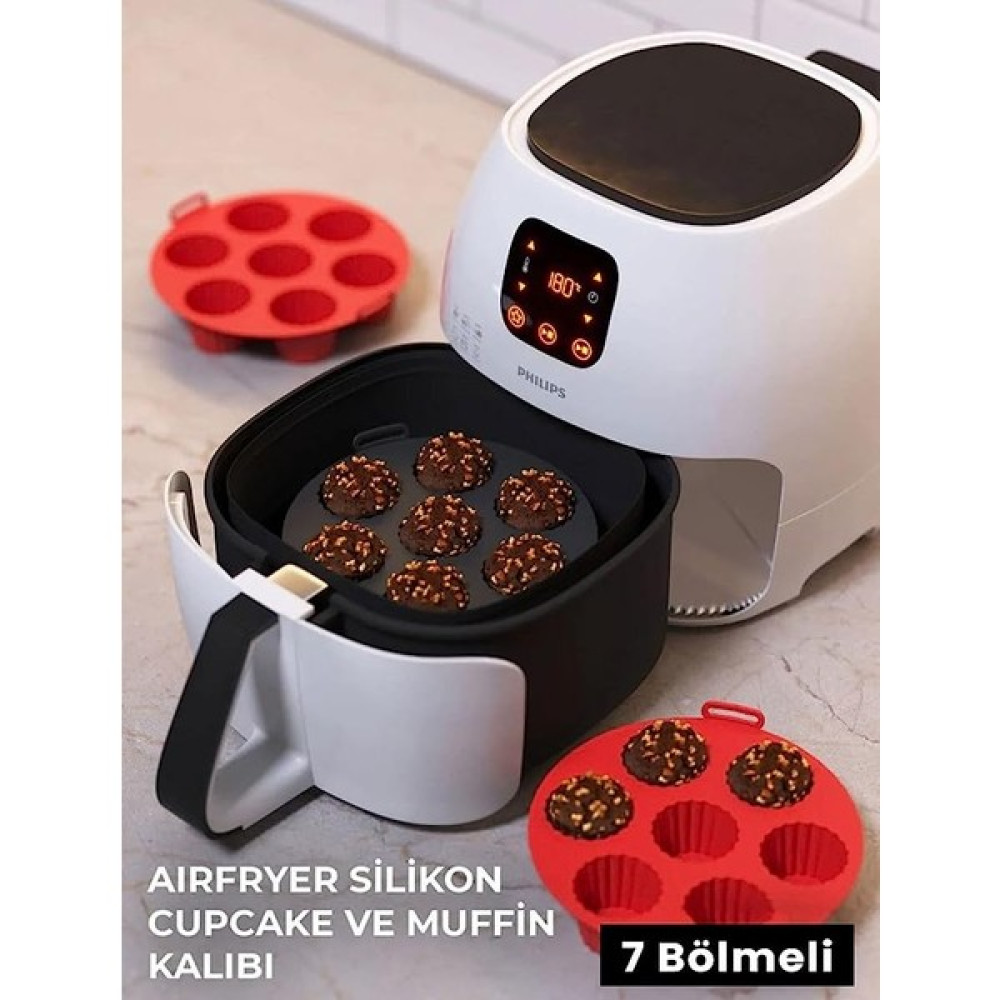 Fırtına Airfryer Silikon Kek Pişirme Kalıbı 7 Bölmeli 20x5 Cm, Silikon Cupcake Kek Pişirme Kabı Muffin Fırın Kalıbı 20 X 5 Cm, Siyah - 1 Adet Kek Kalıpları Fiyatı