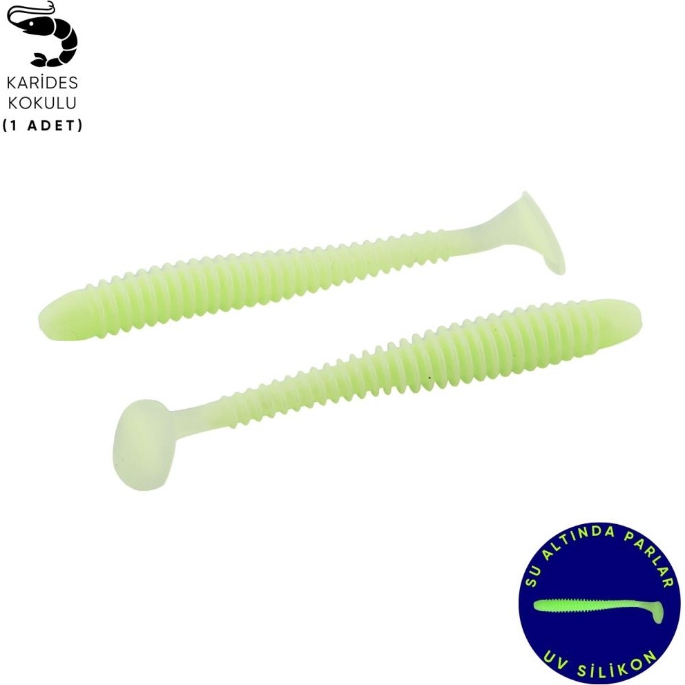 Fishack Silikon Kurt Yem - 4,2g 105mm - Turna/Levrek Silikonu - 1 Adet - Glow - Karides Kokulu Suni Balık Yemi / Rapala Fiyatı